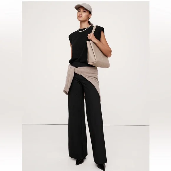 Black Banana Republic Wide-Leg Everywhere Ponte Pants - Picture 3 of 13